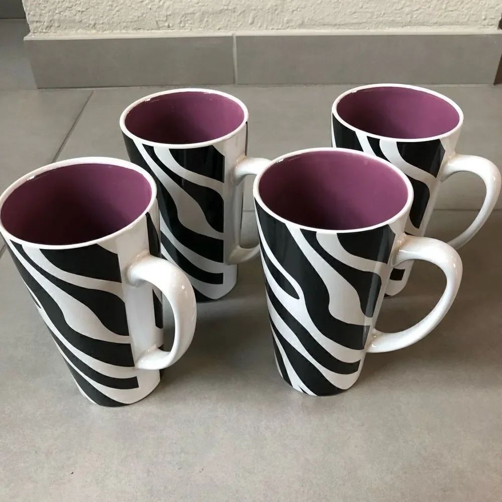 NWOT Fisher Home Products Zebra Mugs Set(lot of 4)